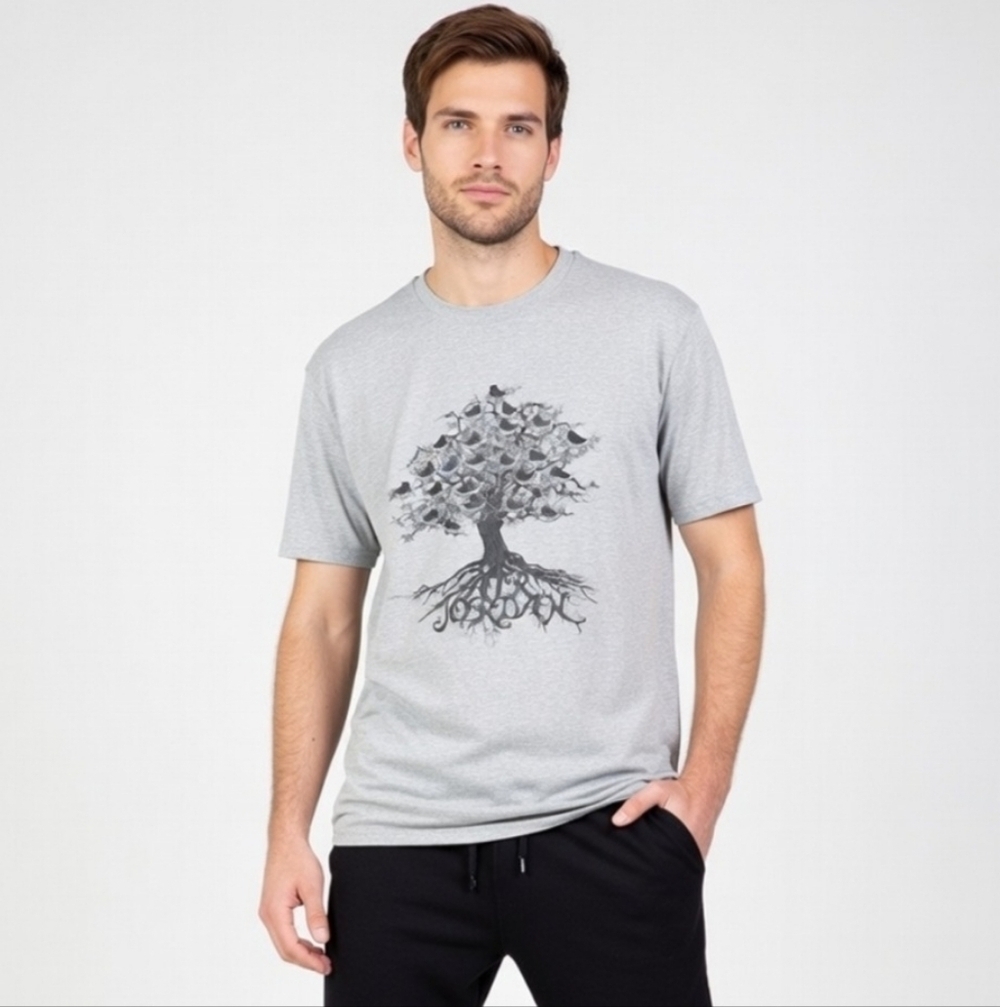VTG NIKE AIR JORDAN "FAMILY TREE" GRAPHIC T-SHIRT. SIZE XXL. GREY/BLACK. Y2K.